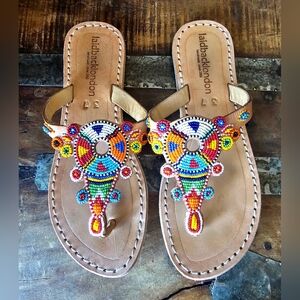 LAIDBACK LONDON Simba Beaded African Sandals Sz 37 Anthropologie
